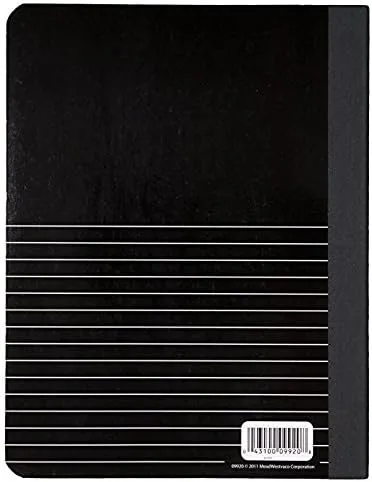Mead Composition Notebook, Wide Ruled Paper, 9-3/4" x 7-1/2", 100 Sheets per Comp Book, Black/White (09920) Pack of 1 Black