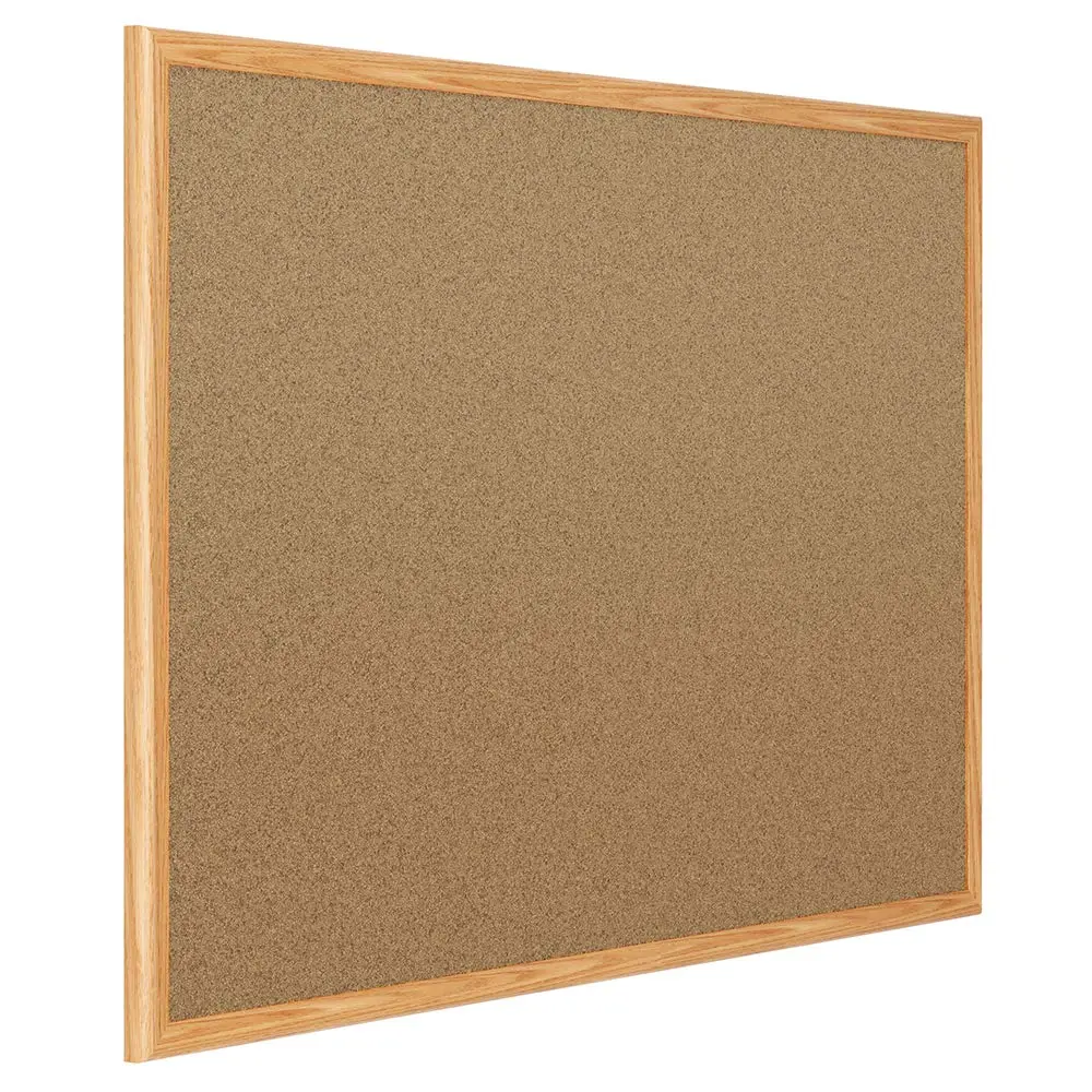 Mead Cork Bulletin Board, Framed Corkboard, 4' x 3', Oak Finish Frame (85367)