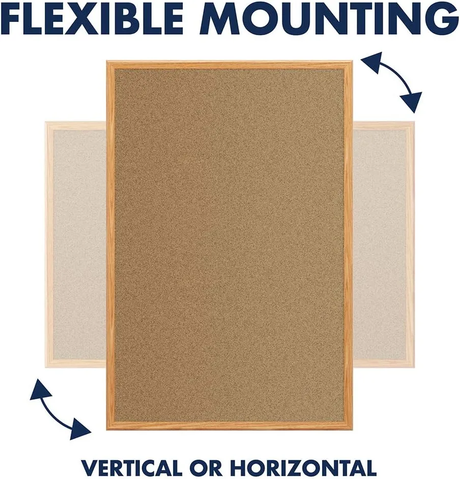 Mead Cork Bulletin Board, Framed Corkboard, 4' x 3', Oak Finish Frame (85367)