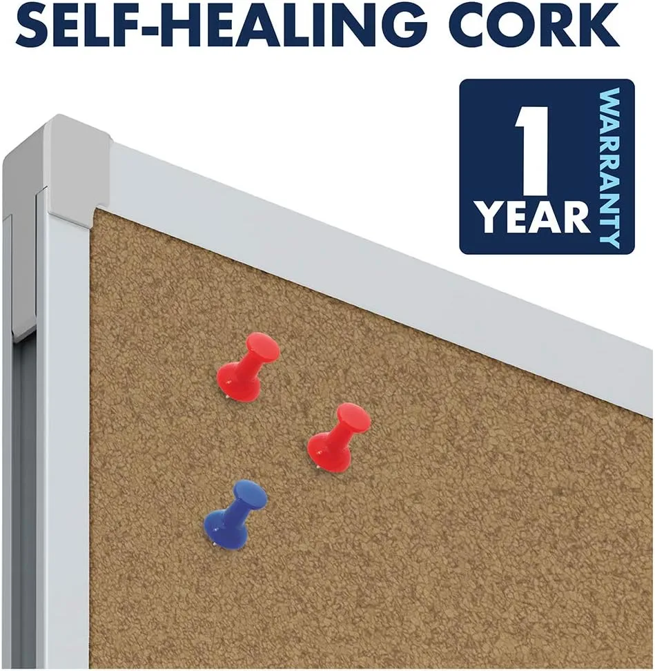 MEAD Classic Cork Bulletin Board with Aluminum Frame