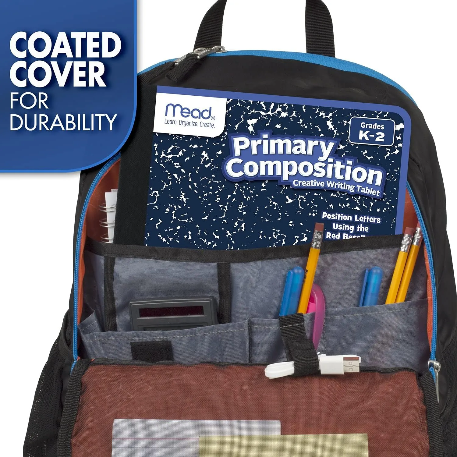 Mead Primary Composition Book, Primary Ruled Journal, Grades K-2, 7-1/2" x 9-3/4", 100 Sheets, Blue Marble