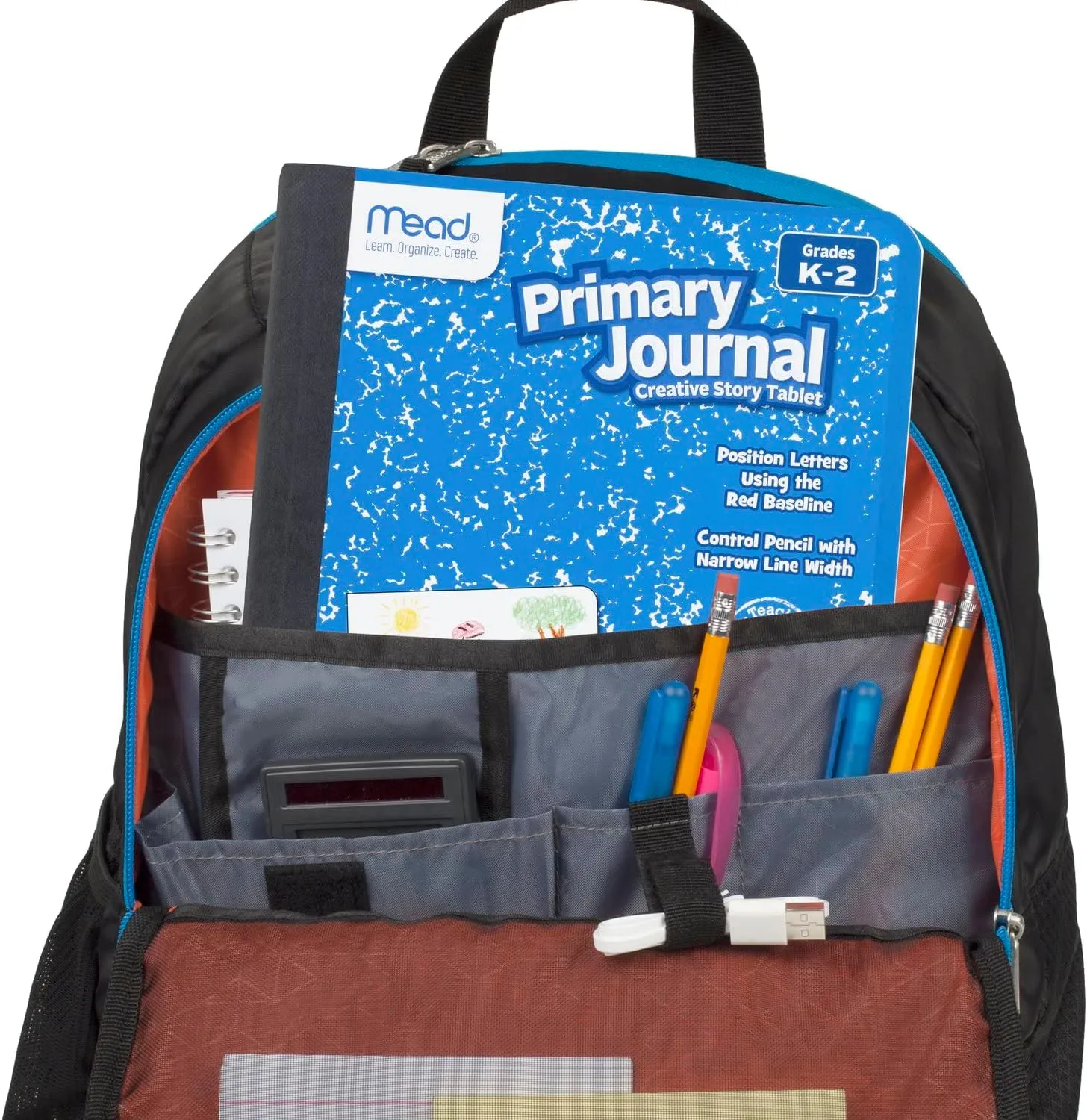 Mead Primary Journal, Half Page Ruled Creative Story Tablet, Grades K-2, 7 1/2" x 9 3/4", 100 Sheets