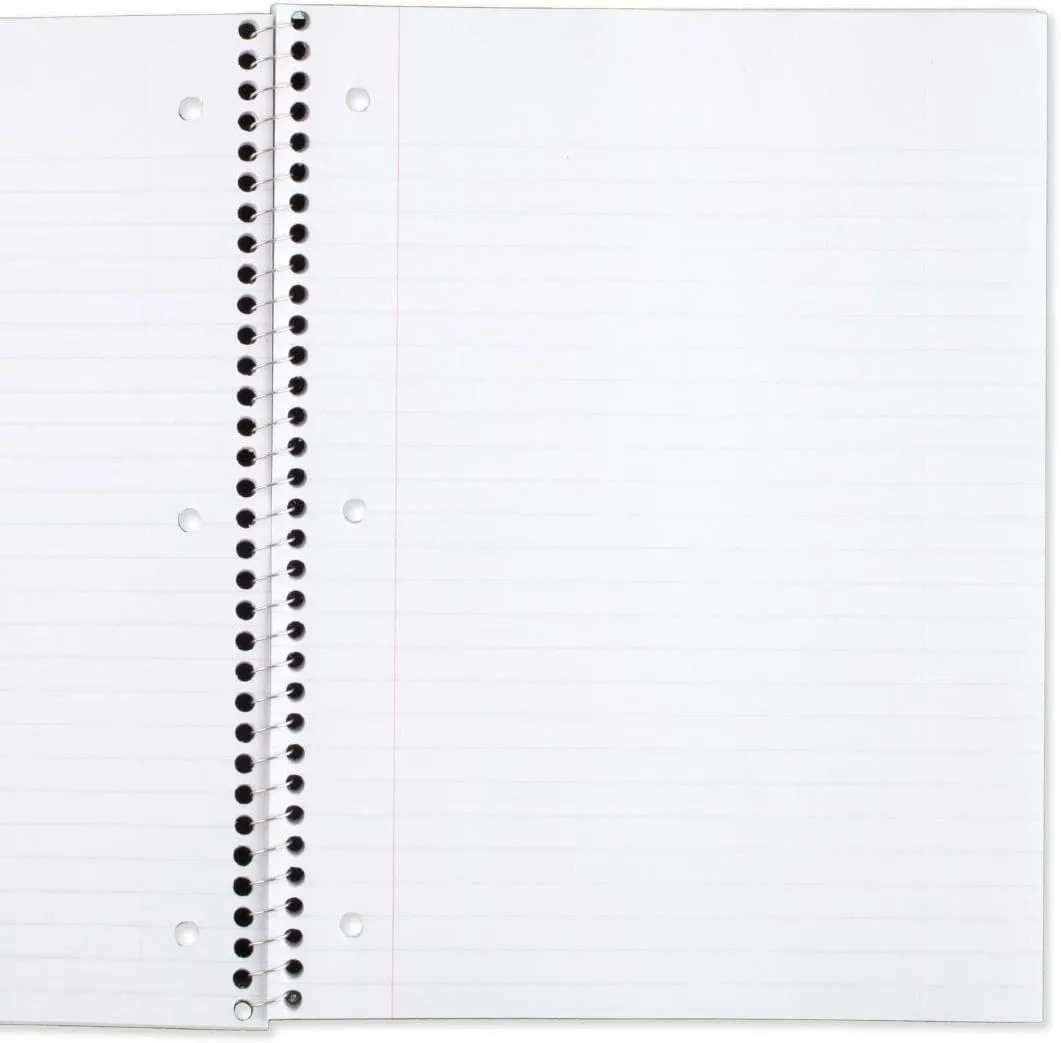 Mead Spiral Notebooks, 6 Pack, 1 Subject, Wide Ruled, 7-1/2" x 10-1/2", 70 Sheets
