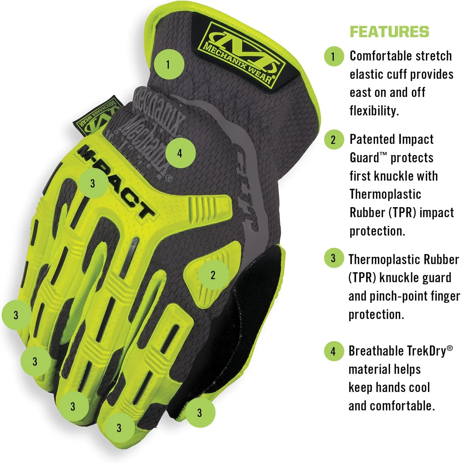 Mechanix Wear Hi-Viz M-Pact Open Cuff Gloves