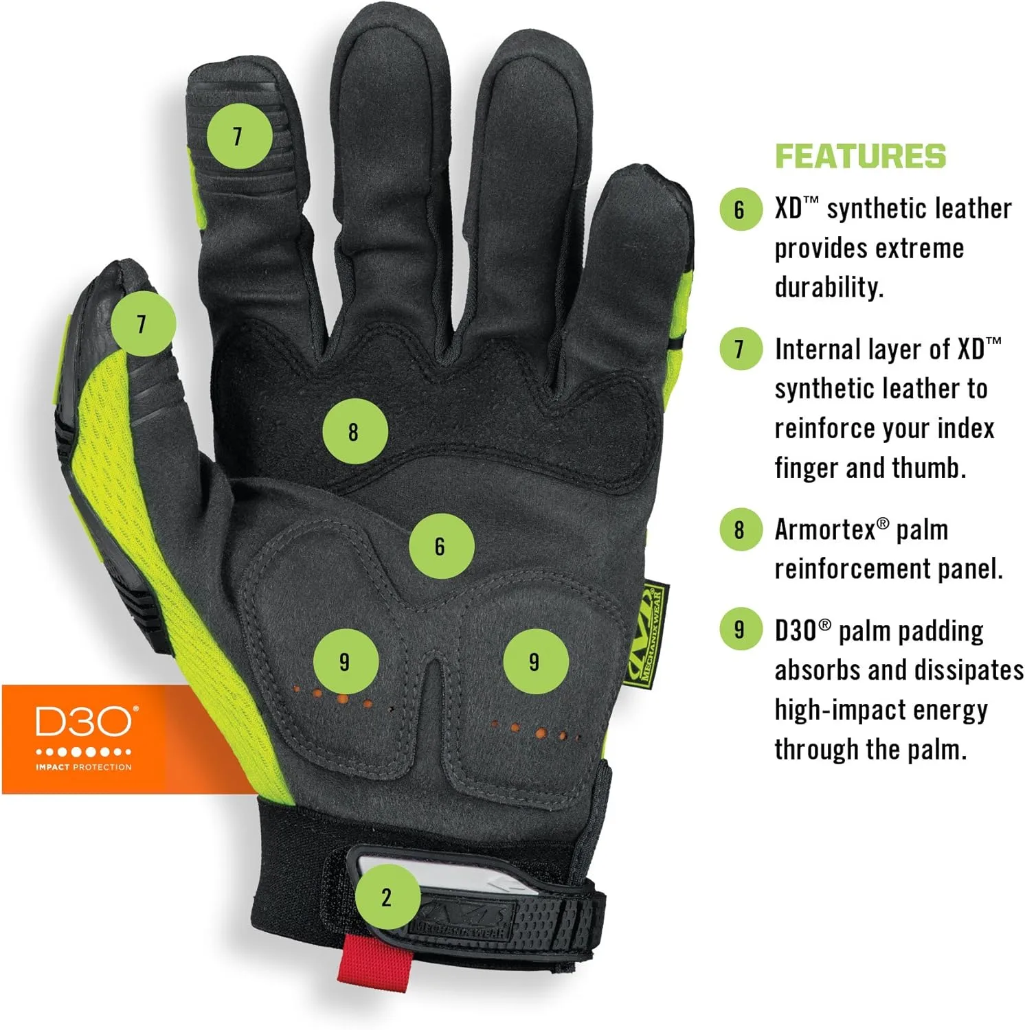 Mechanix Wear Hi-Viz M-Pact Work Gloves SMP-91 Series