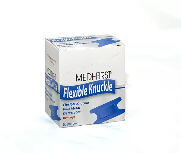 Medique Products 65250 Woven Knuckle Blue Metal Detectable Bandage, 50 Per Box 1 Count (Pack of 1)