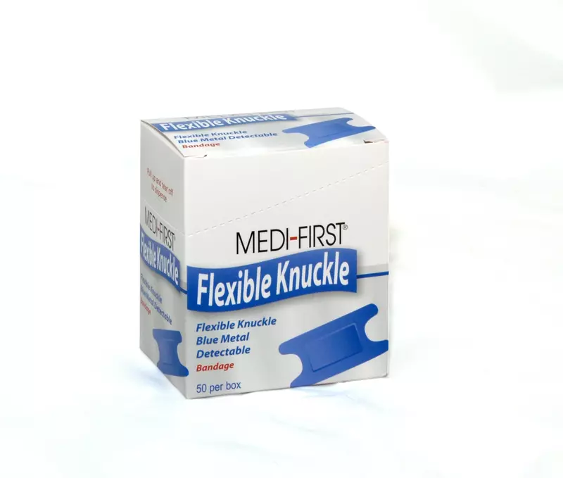 Medique Products 65250 Woven Knuckle Blue Metal Detectable Bandage, 50 Per Box 1 Count (Pack of 1)