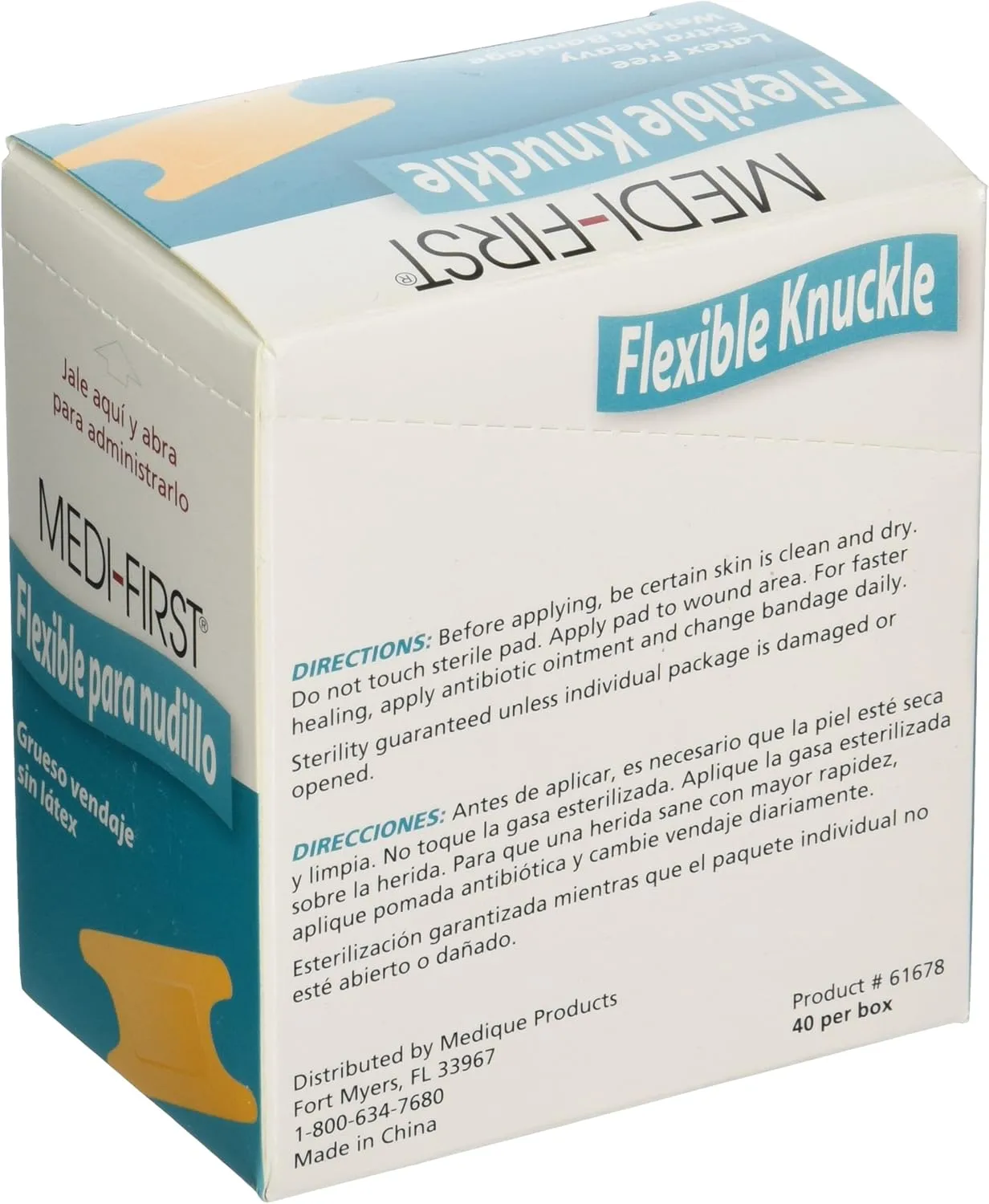 Medique Products 61678 Woven Extra Heavy Weight Latex Free Knuckle Bandage, 40 Per Box, Natural