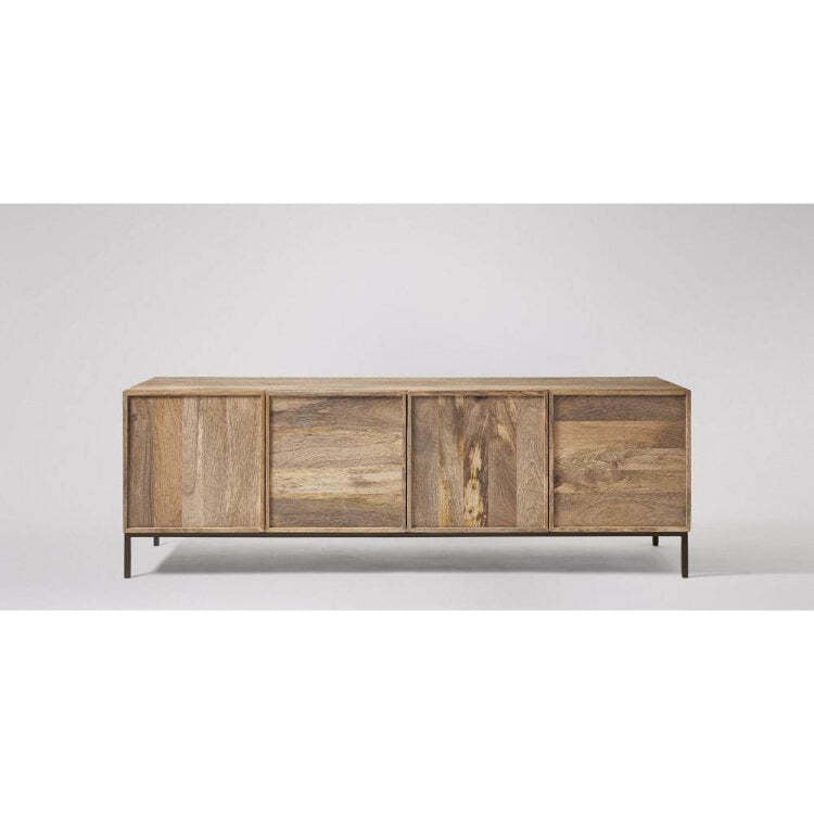 Rustic Mango Wood Sideboard | Modern Storage Console with Metal Legs