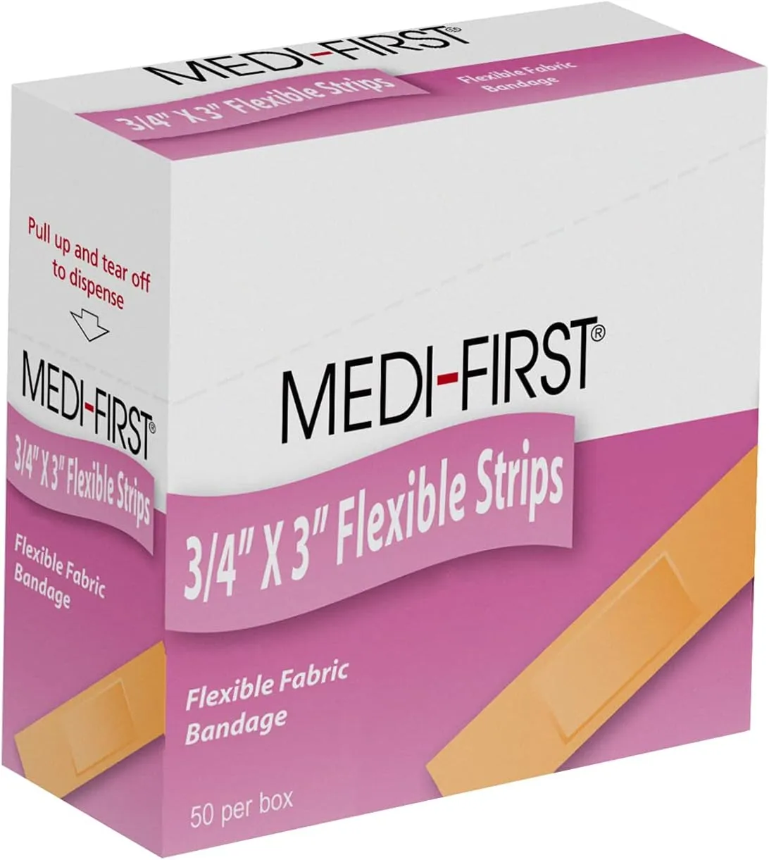 Medique Products 67550 Latex Free Woven Strip Bandage, 3/4-Inch X 3-Inch, 50 Per Box