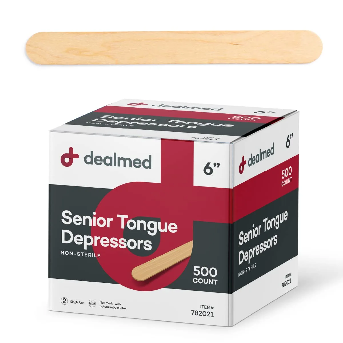 Dealmed 6” Senior Tongue Depressors – 500 Non-Sterile Wood Tongue Depressor Sticks for Crafts, Medical Practice
