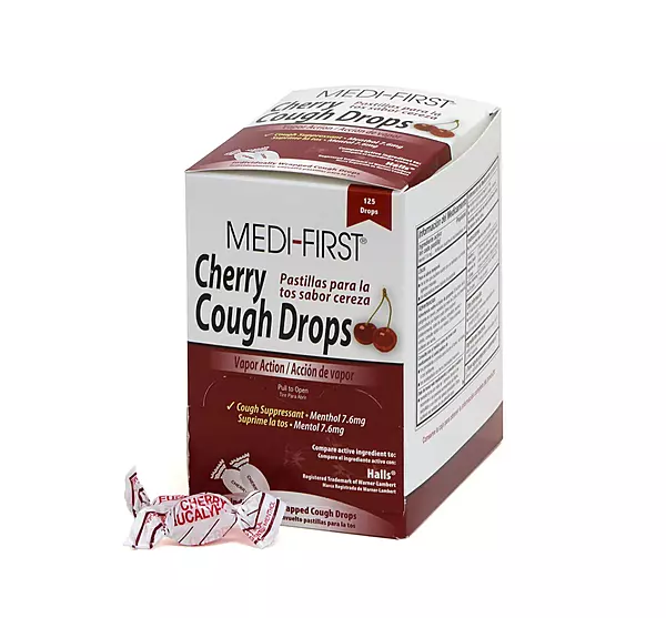 Medique 81525 Medi- First Cherry Cough Drops, 125 Drops , Red 125 Drops 125-Count