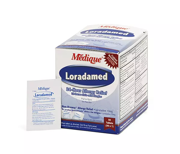 Medique Loradamed Allergy Relief 10 mg Loratadine Tablet, 1 per Box Medication