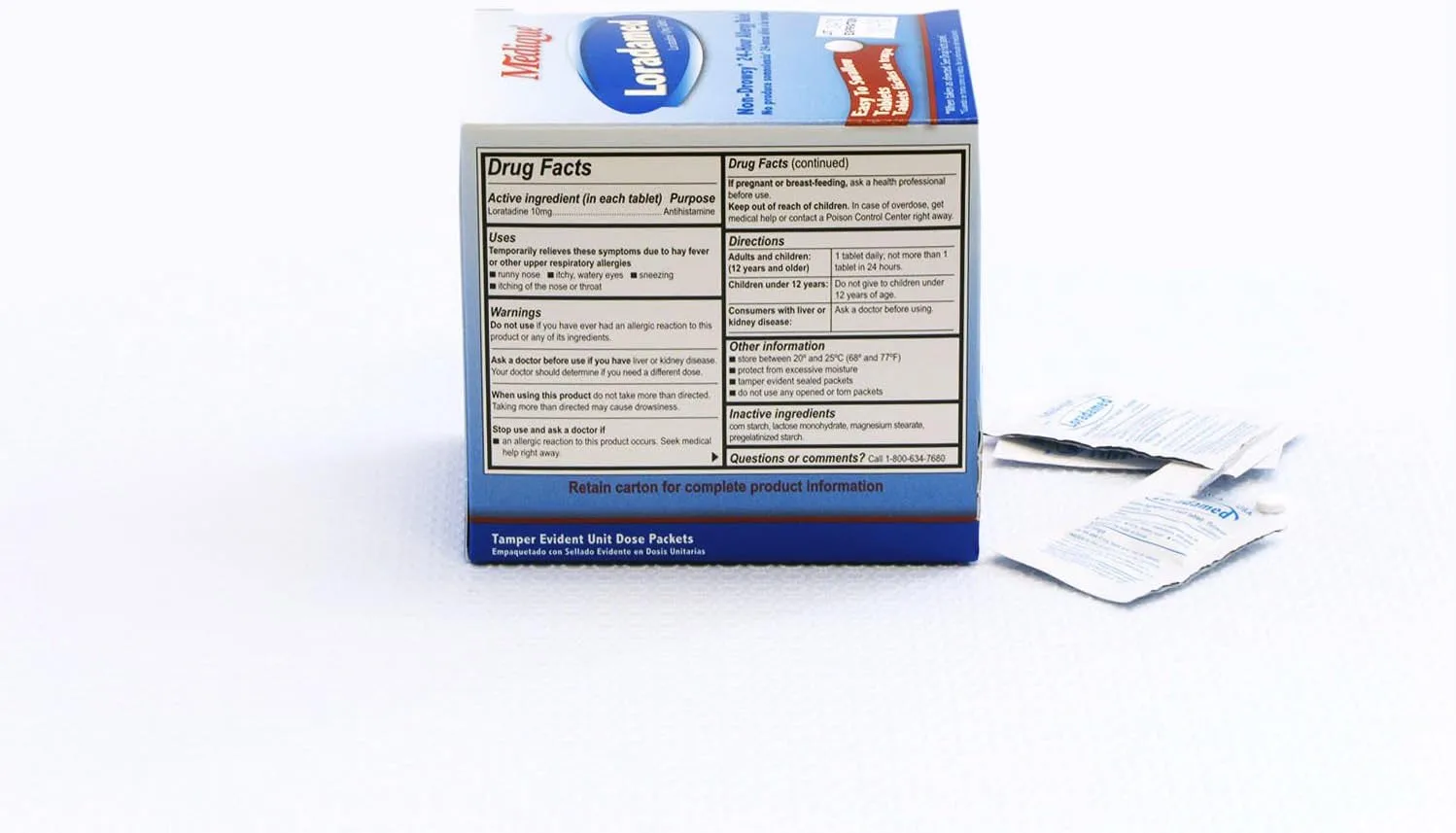 Medique Loradamed Allergy Relief 10 mg Loratadine Tablet, 1 per Box Medication