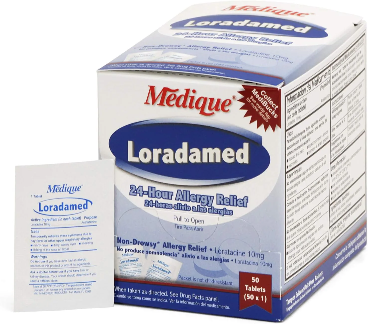 Medique Loradamed Allergy Relief 10 mg Loratadine Tablet, 1 per Box Medication