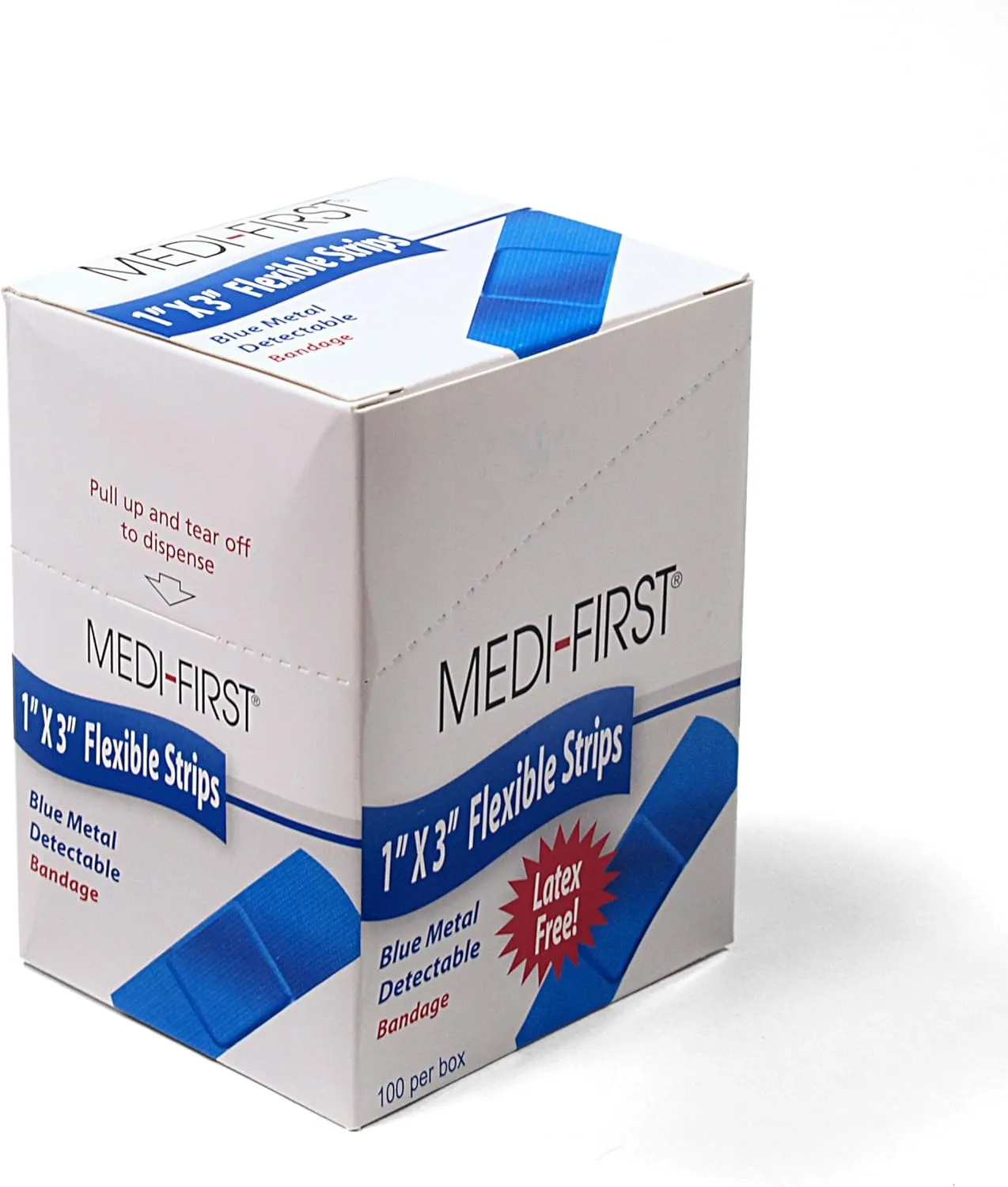 Medique Products 68033 Metal Detectable Bandages, Blue, 1-Inch X 3-Inch, 100-Per Box