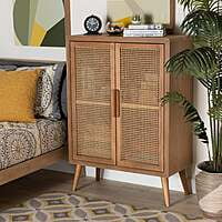 Rattan & Wood Sideboard with Cane Doors - Bohemian / Coastal Accent Cabinet Rattan & Wood Sideboard with Cane Doors - Bohemian / Coastal Accent Cabinet