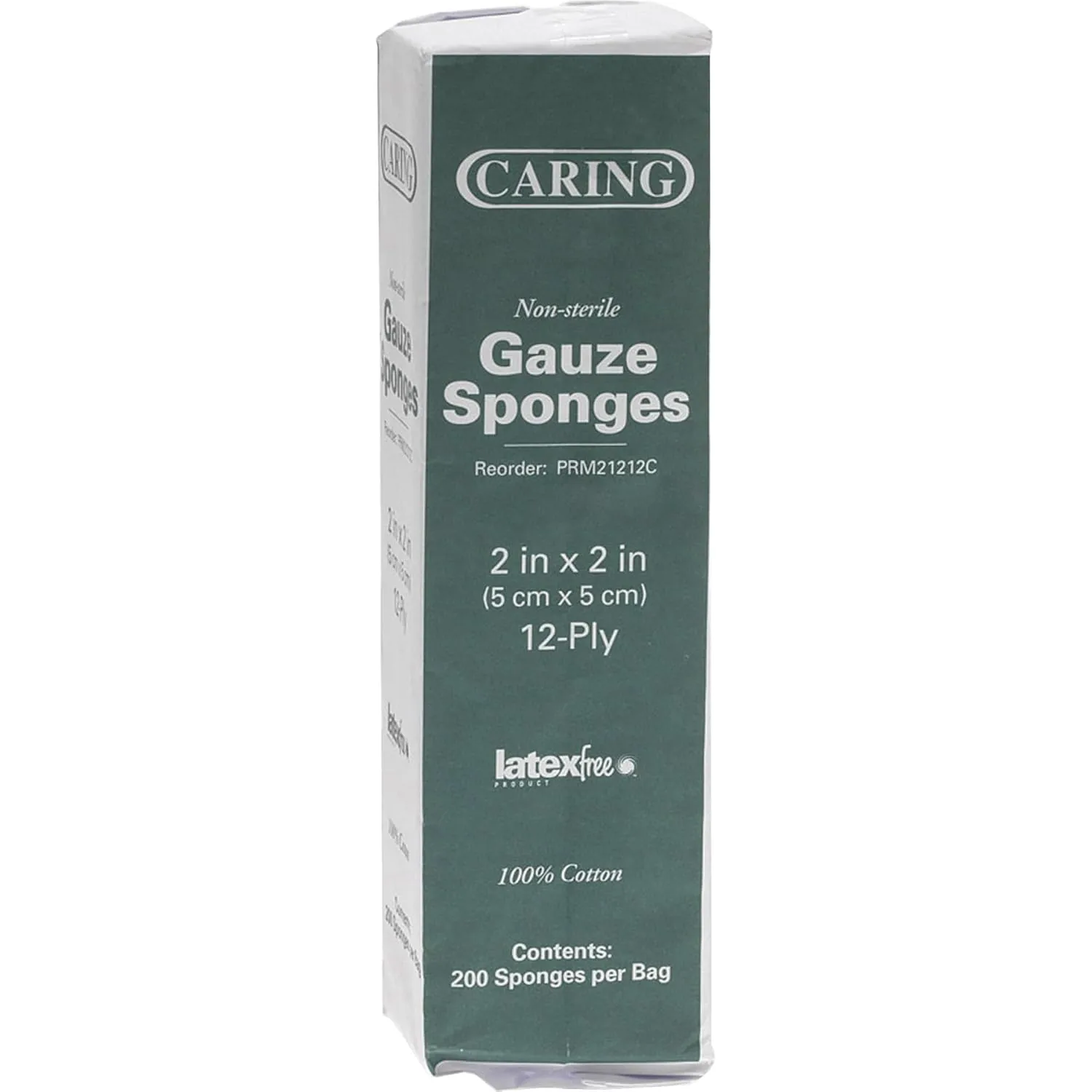 Medline CARING Woven Non-Sterile Gauze Sponges, 12-Ply, 2" x 2", White - Box of 200