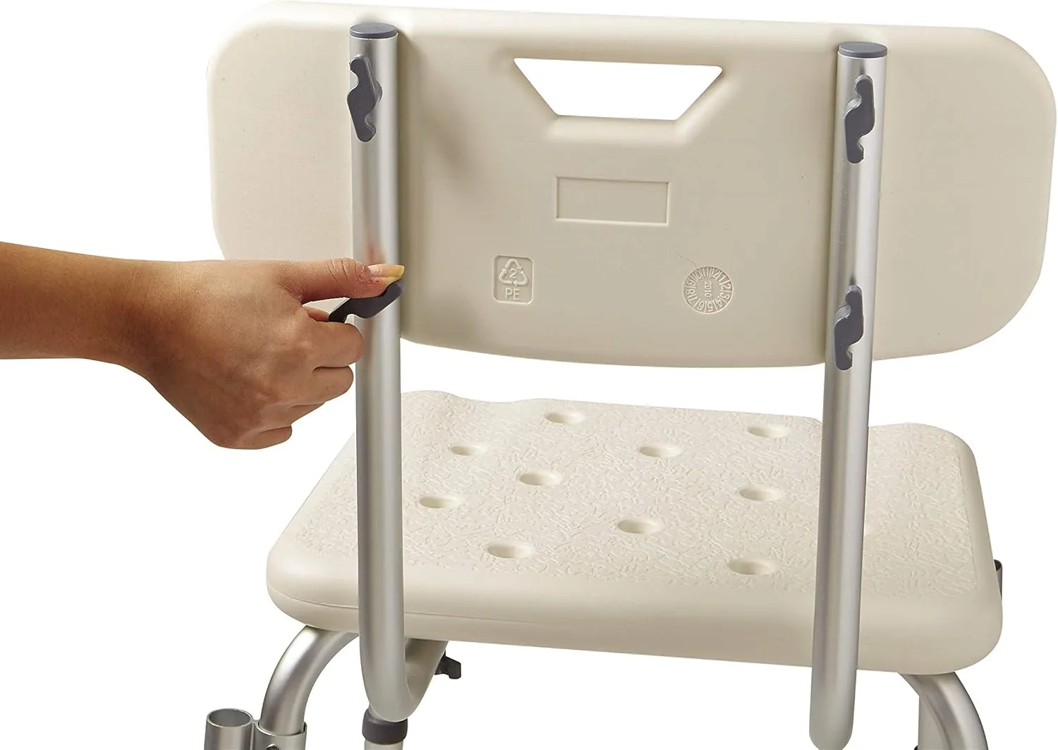 Medline Shower Chair for Inside Shower, Heavy Duty, 350 lb Capacity, Adjustable Height