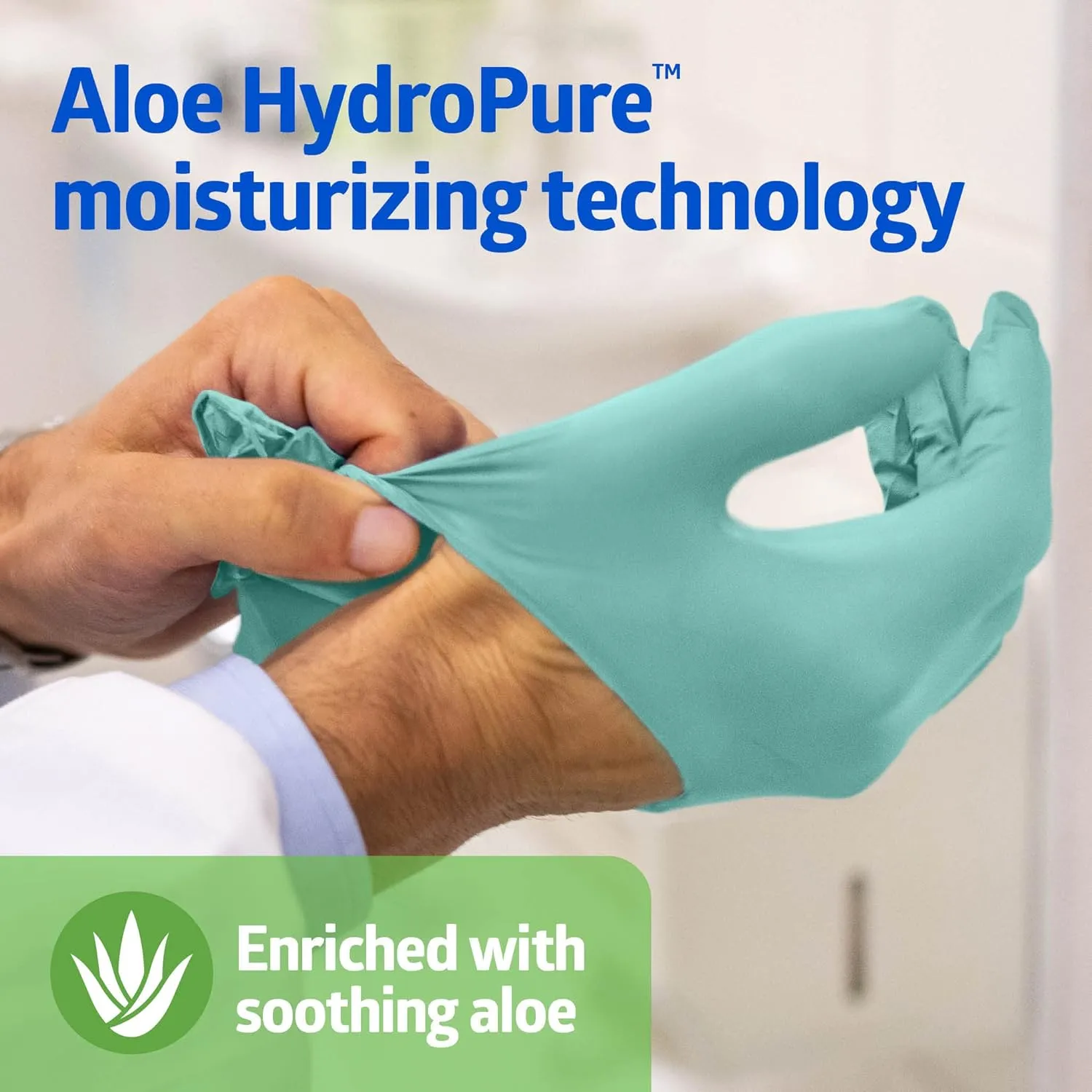 Medline Aloetouch Ice Powder-Free Latex-Free Nitrile Exam Gloves, Green, X-Small, 200 Count