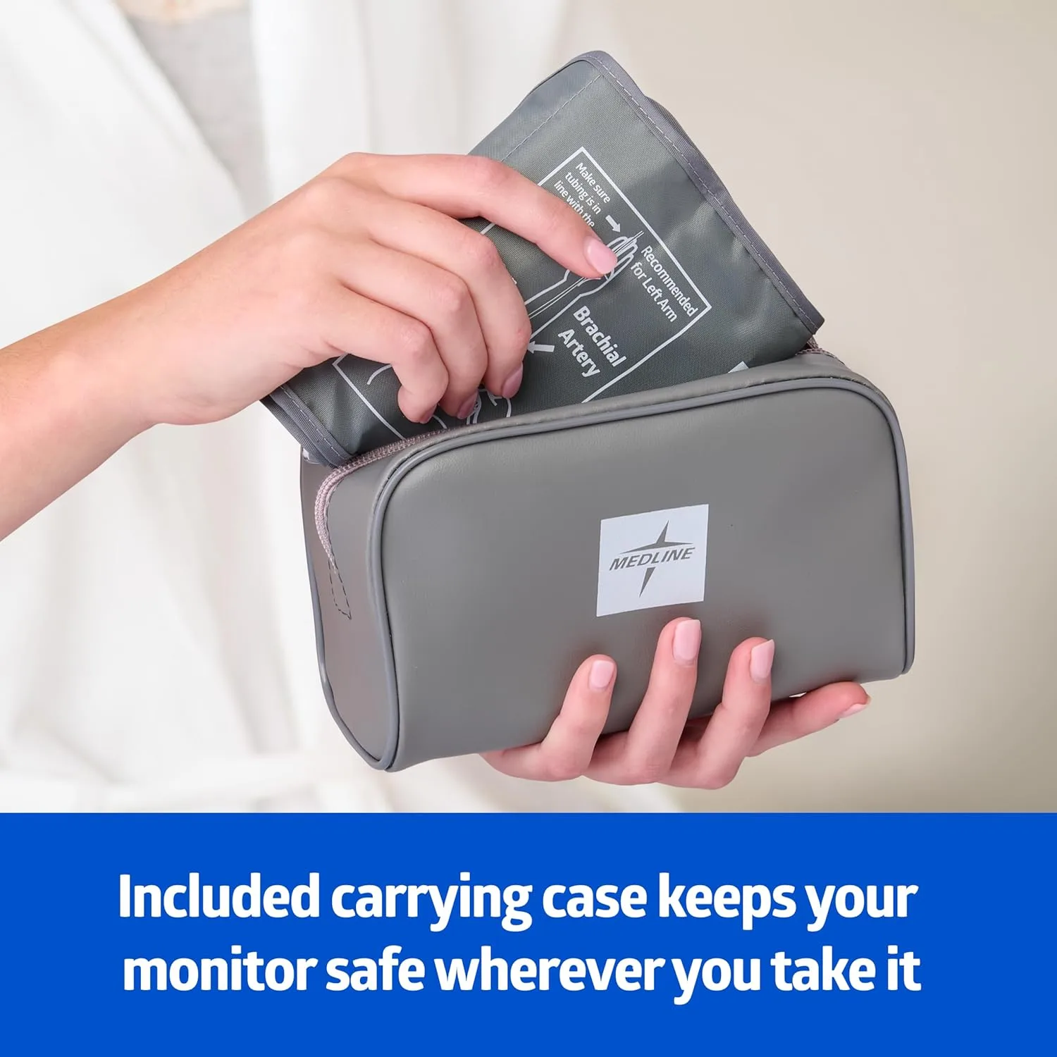 Medline Advanced Automatic Blood Pressure Monitor, Adult Upper Arm Cuff, Digital LCD Display, Stores Up To 90 Readings