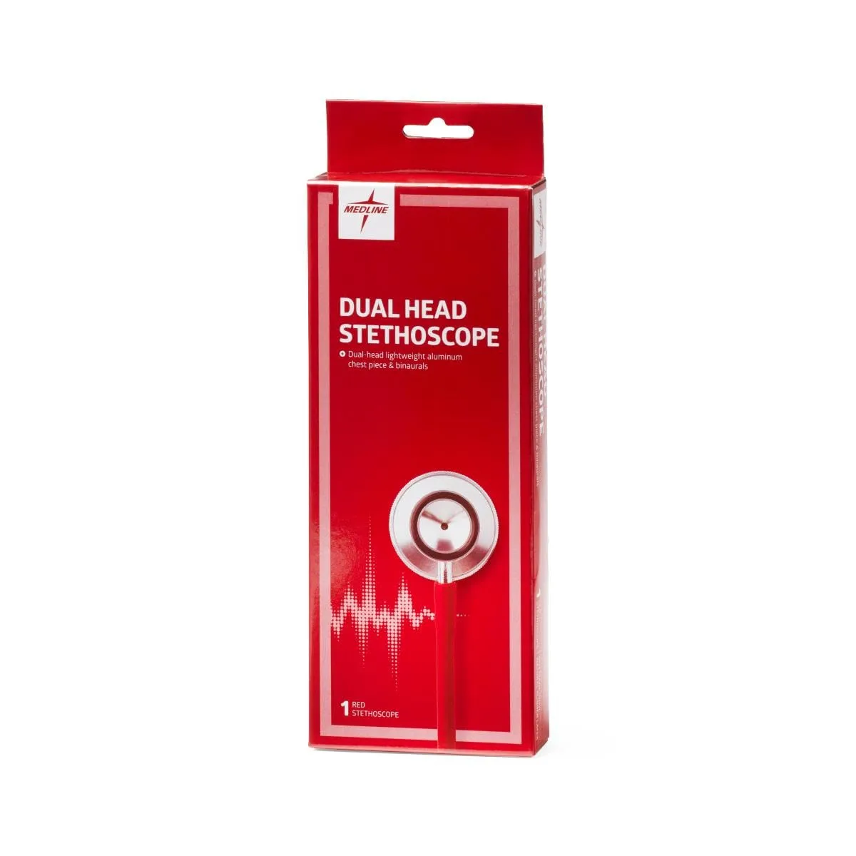 Medline MDS926206 Dual-Head Stethoscope - Latex-Free - Red
