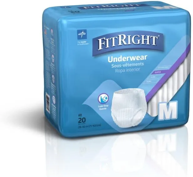 FitRight Super Protective Incontinence Underwear, Maximum Absorbency, Medium, 28 to 40", 20 Count