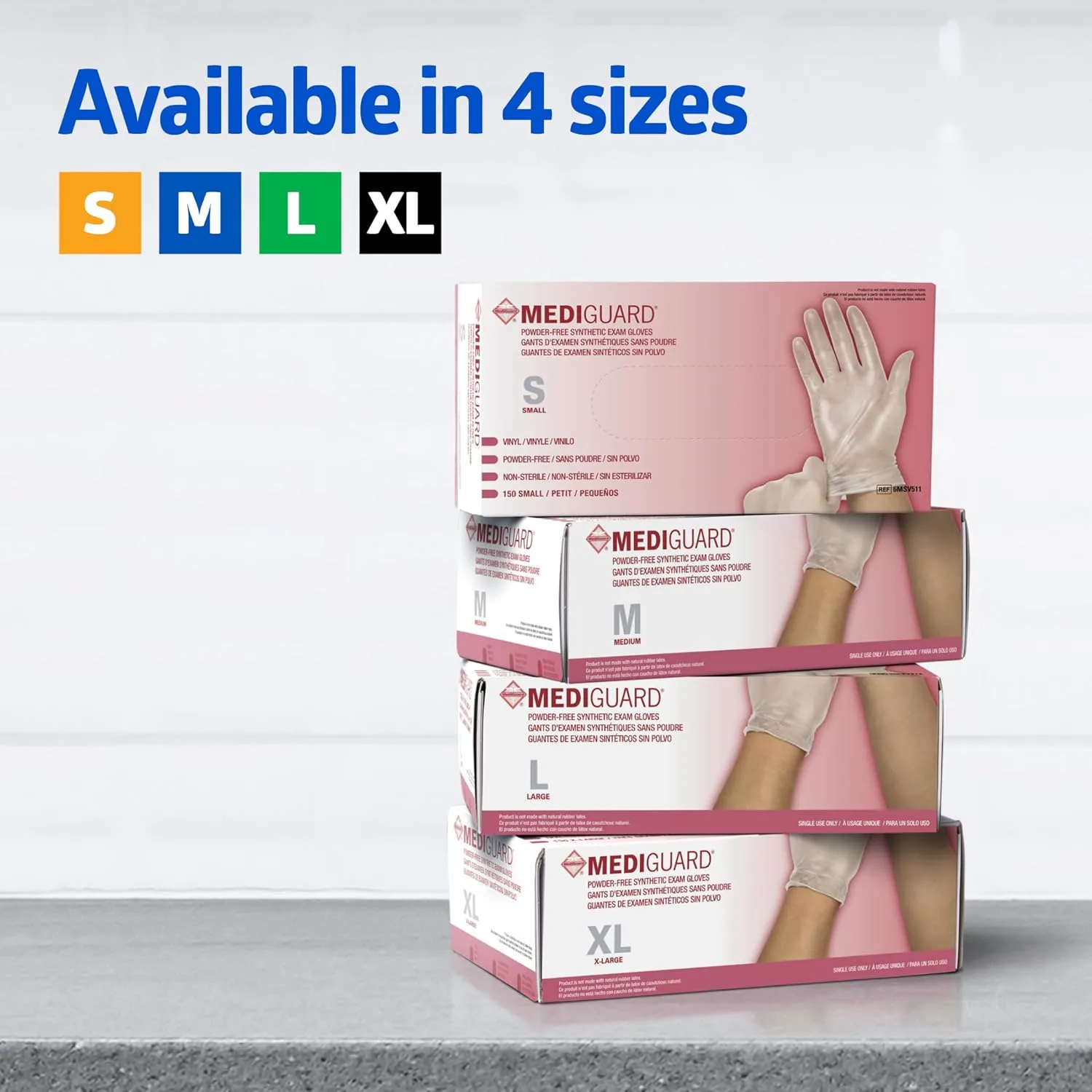 Medline MediGuard Vinyl Exam Gloves, 150 Count, Medium, Powder Free, Clear
