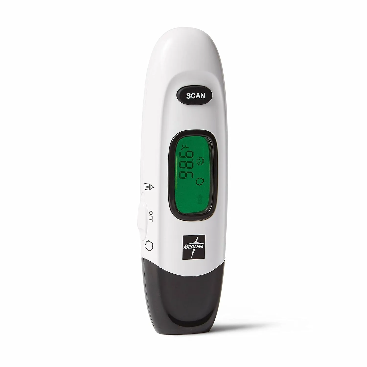 Medline No Touch Forehead Thermometer - Infrared Non-Contact, Reusable, Dual C/F, White