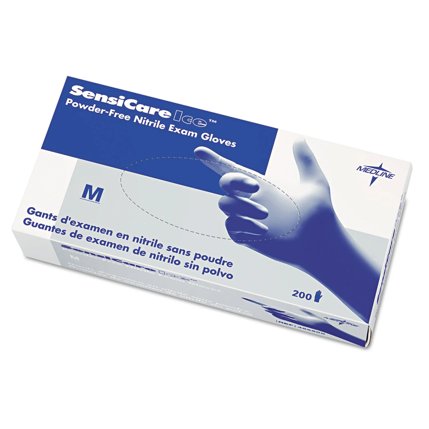 Medline SensiCare Ice Blue Nitrile Exam Gloves - Large - 250/Box