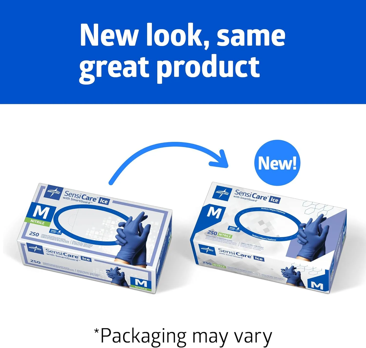 Medline SensiCare Ice Nitrile Exam Gloves