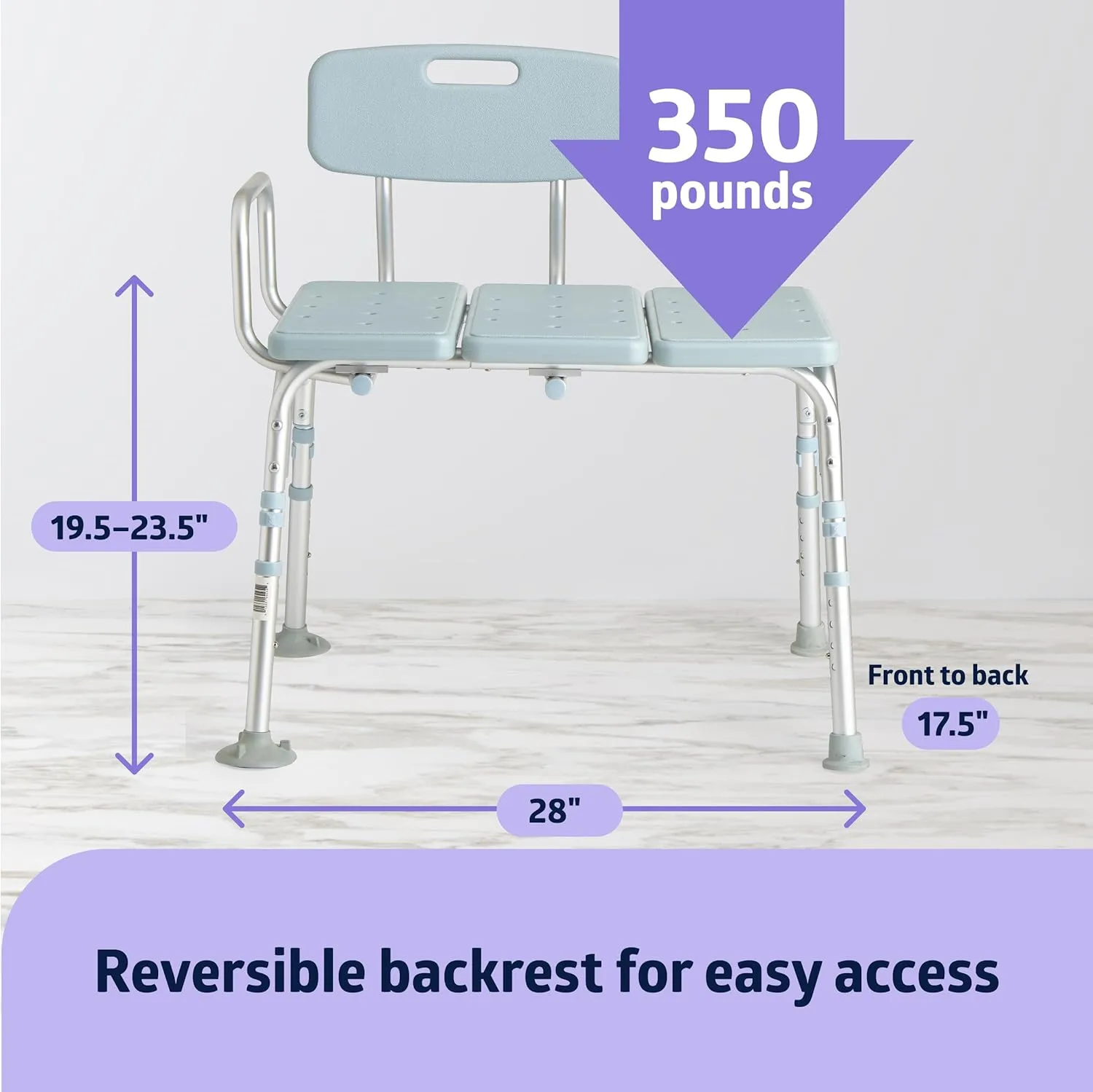 Medline Tub Transfer Bench and Shower Chair with Microban Antimicrobial Protection