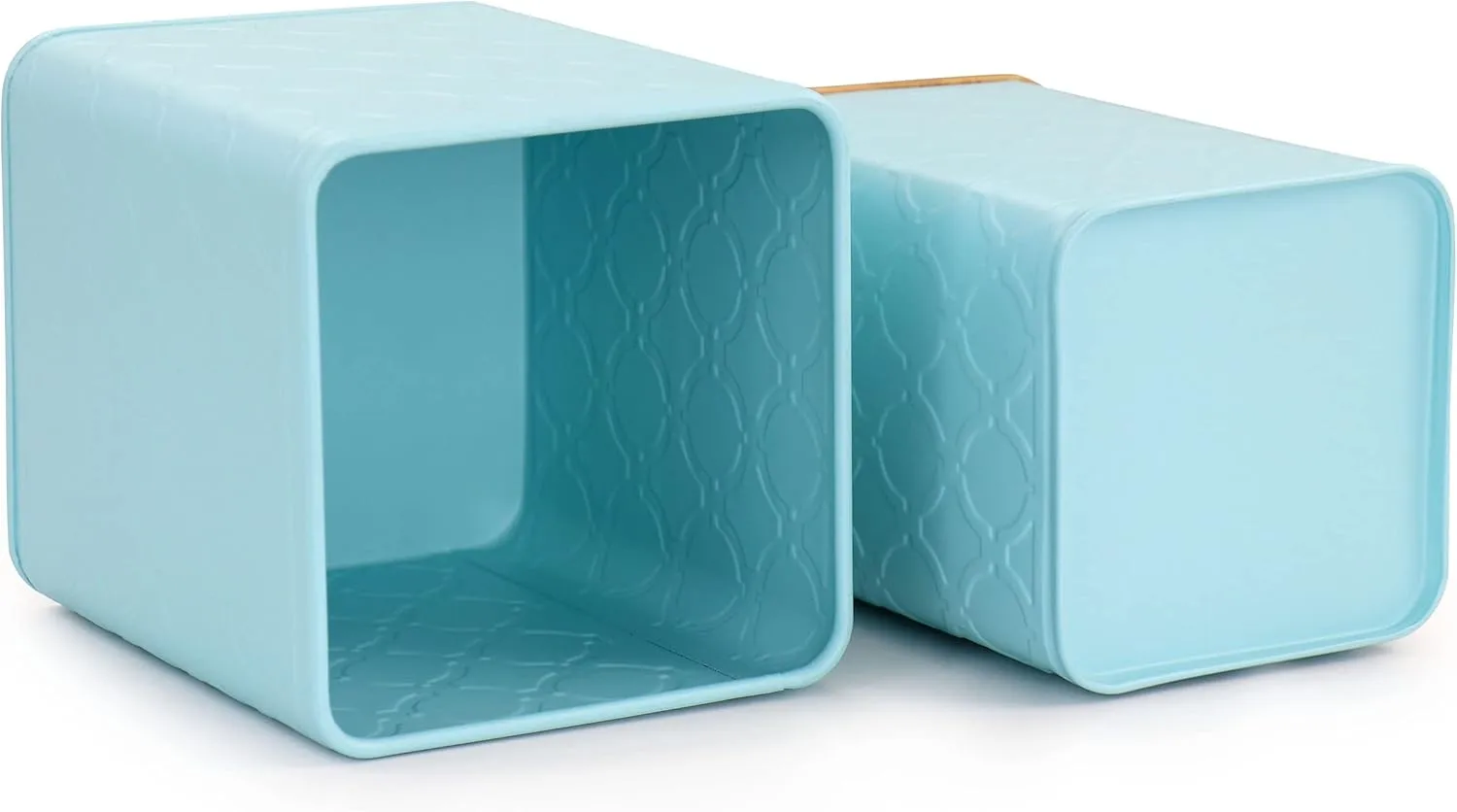 MegaChef 3 Piece Square Iron Canister Set in Turquoise