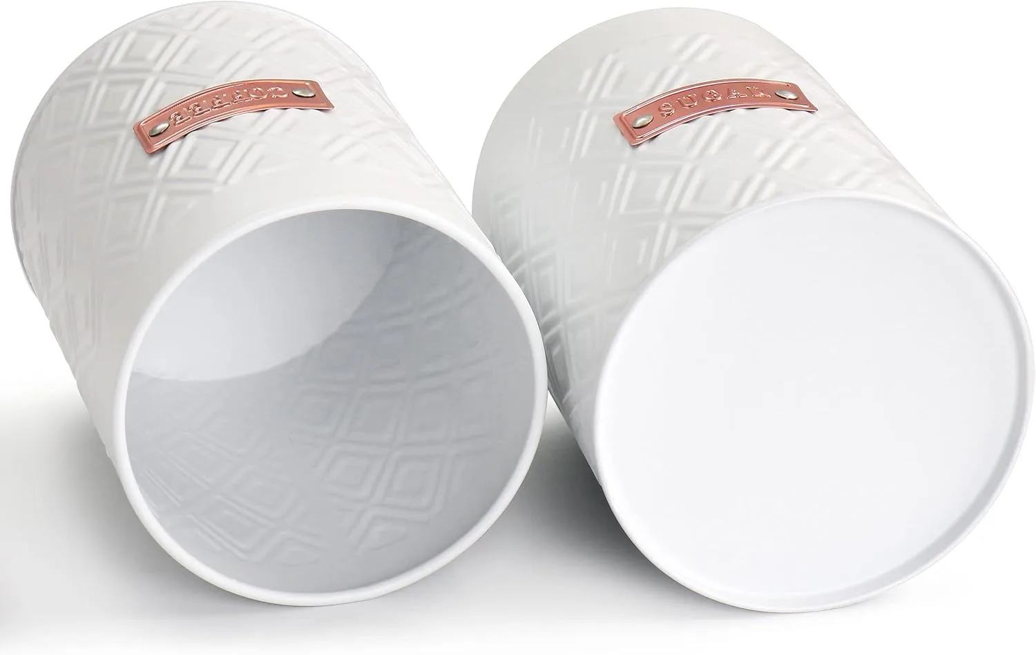 MegaChef 4 Piece Iron Canister Set in White