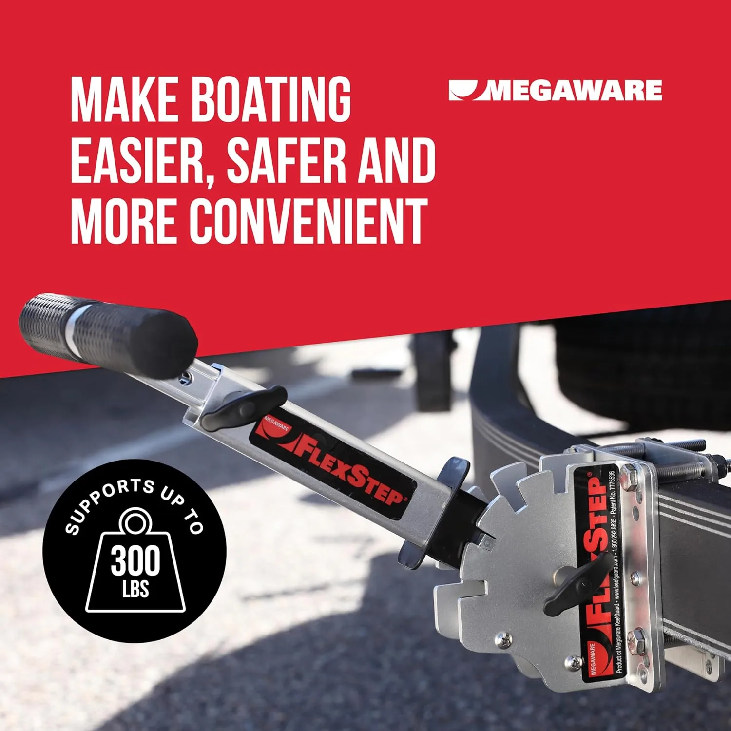 Megaware FlexStep Pro Adjustable Boat Trailer Step - Easy to Attach - Provides Additional Access Point