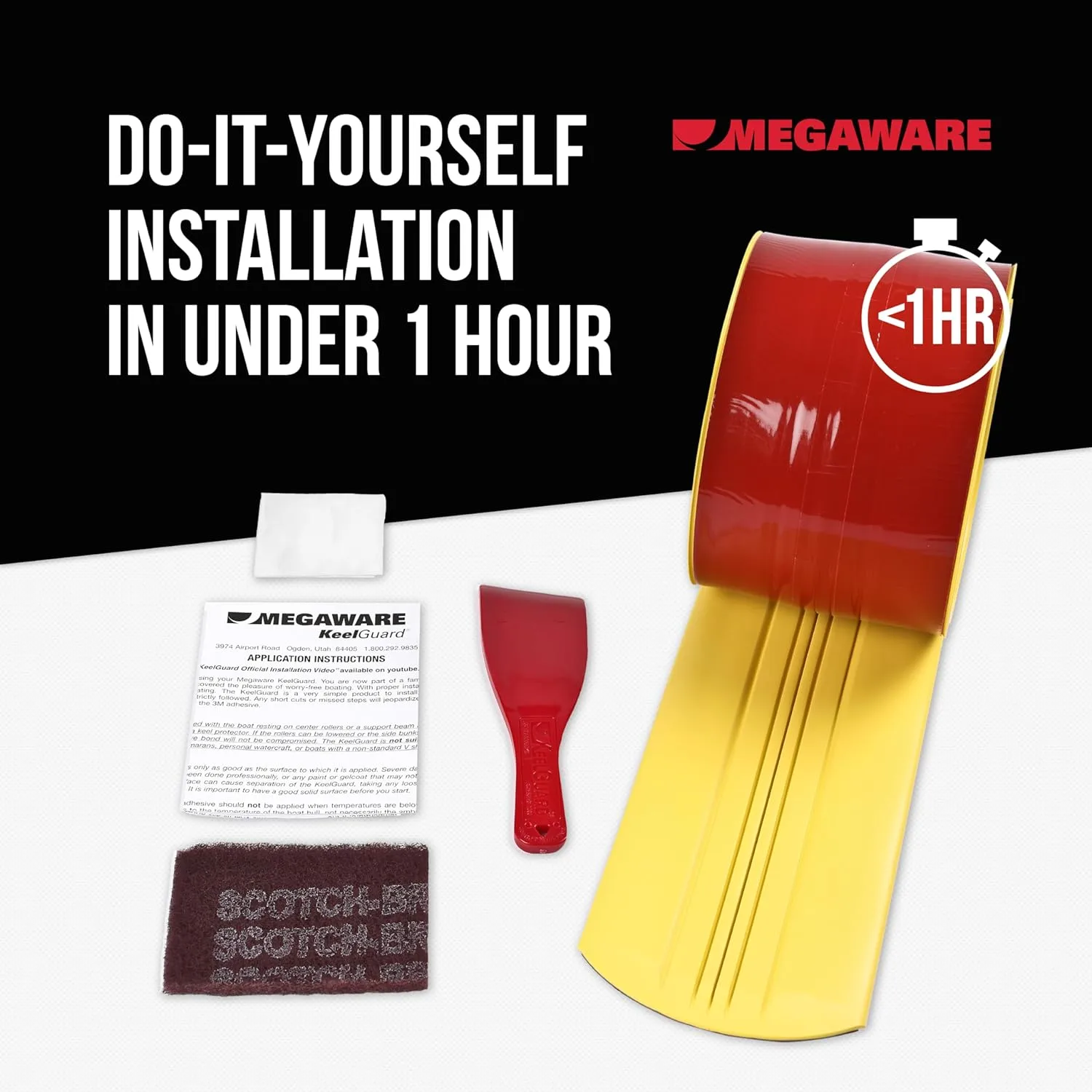 MEGAWARE KEELGUARD Self-Adhesive DIY Keel Guard 5-Inch Wide (9 Standard Lengths, 11 Colors)