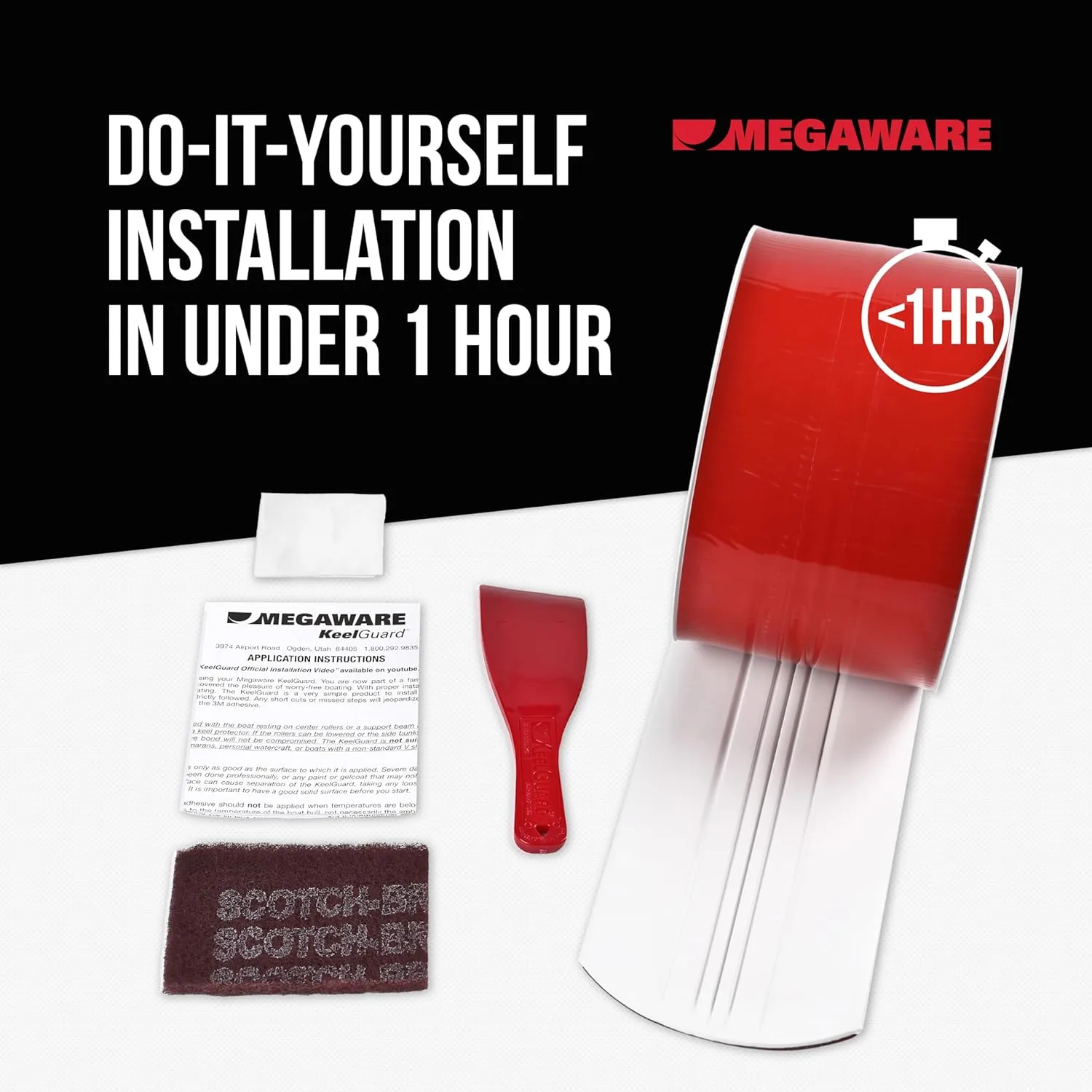 MEGAWARE KEELGUARD Self-Adhesive DIY Keel Guard 5-Inch Wide (9 Standard Lengths, 11 Colors)