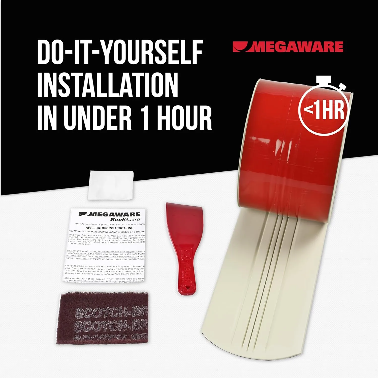 MEGAWARE KEELGUARD Self-Adhesive DIY Keel Guard 5-Inch Wide (9 Standard Lengths, 11 Colors)