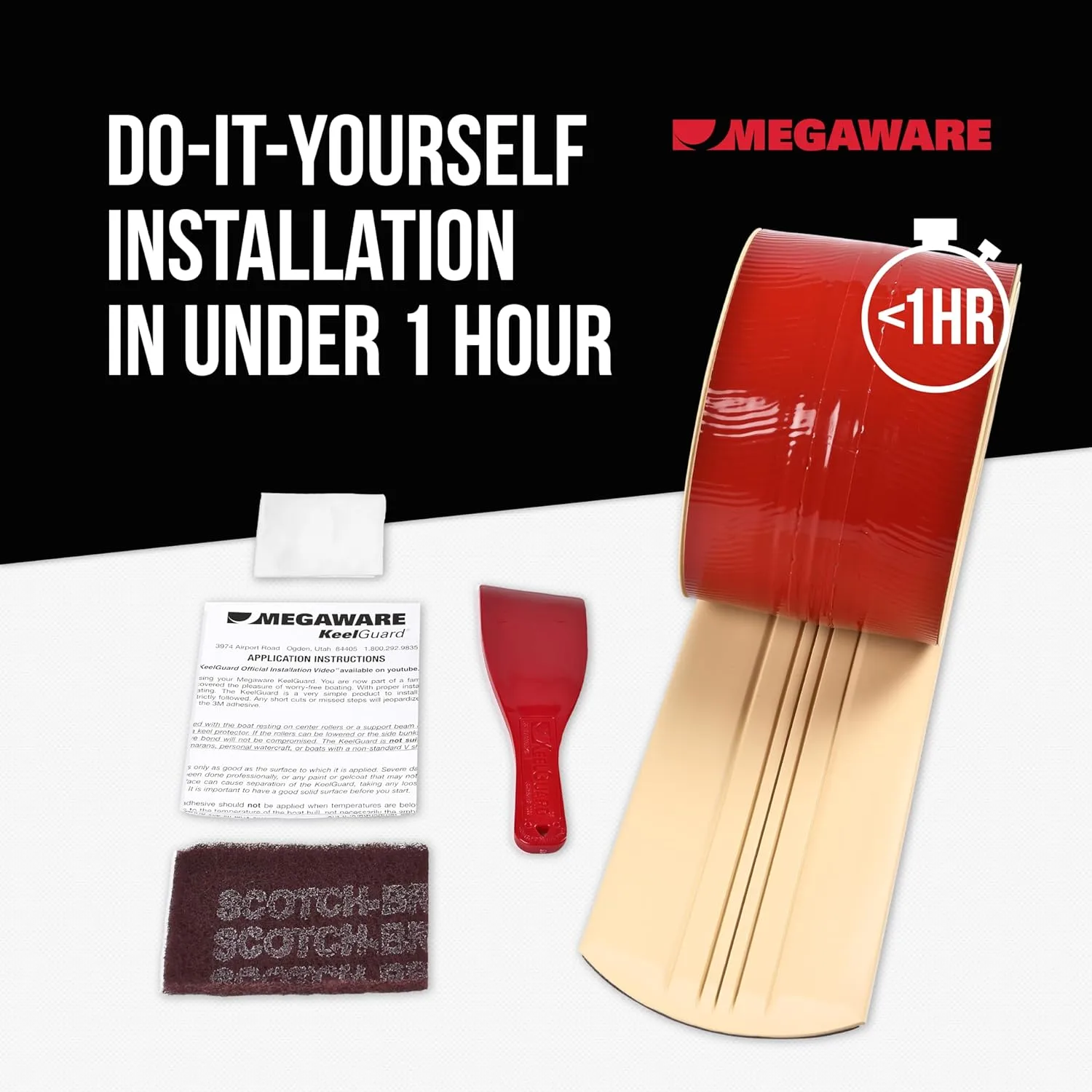 MEGAWARE KEELGUARD Self-Adhesive DIY Keel Guard 5-Inch Wide (9 Standard Lengths, 11 Colors)