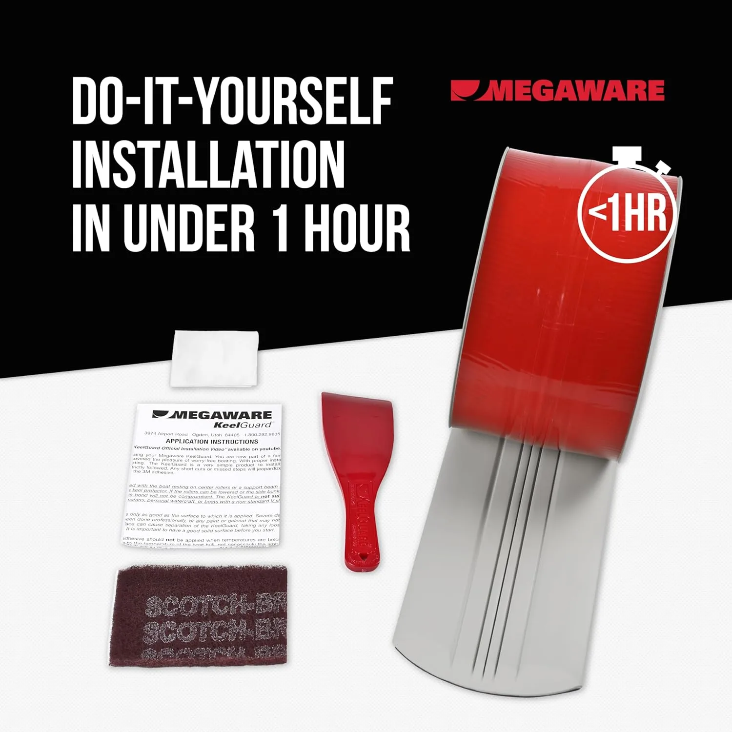 MEGAWARE KEELGUARD Self-Adhesive DIY Keel Guard 5-Inch Wide (9 Standard Lengths, 11 Colors)
