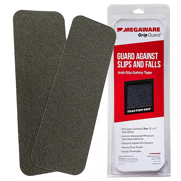 MEGAWARE KEELGUARD - Anti-Slip Traction Grip Tape - 2 Pack - Pre-Cut Safety Tape for Trailer Fenders and Steps - Prevents Slips and Falls (15 x 5 Inches)