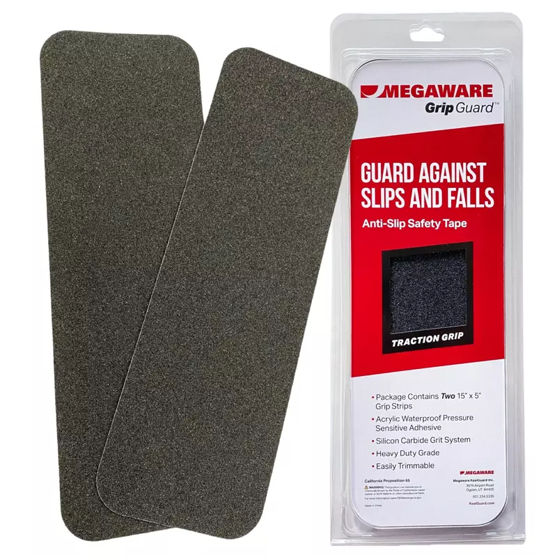 MEGAWARE KEELGUARD - Anti-Slip Traction Grip Tape - 2 Pack - Pre-Cut Safety Tape for Trailer Fenders and Steps - Prevents Slips and Falls (15 x 5 Inches)