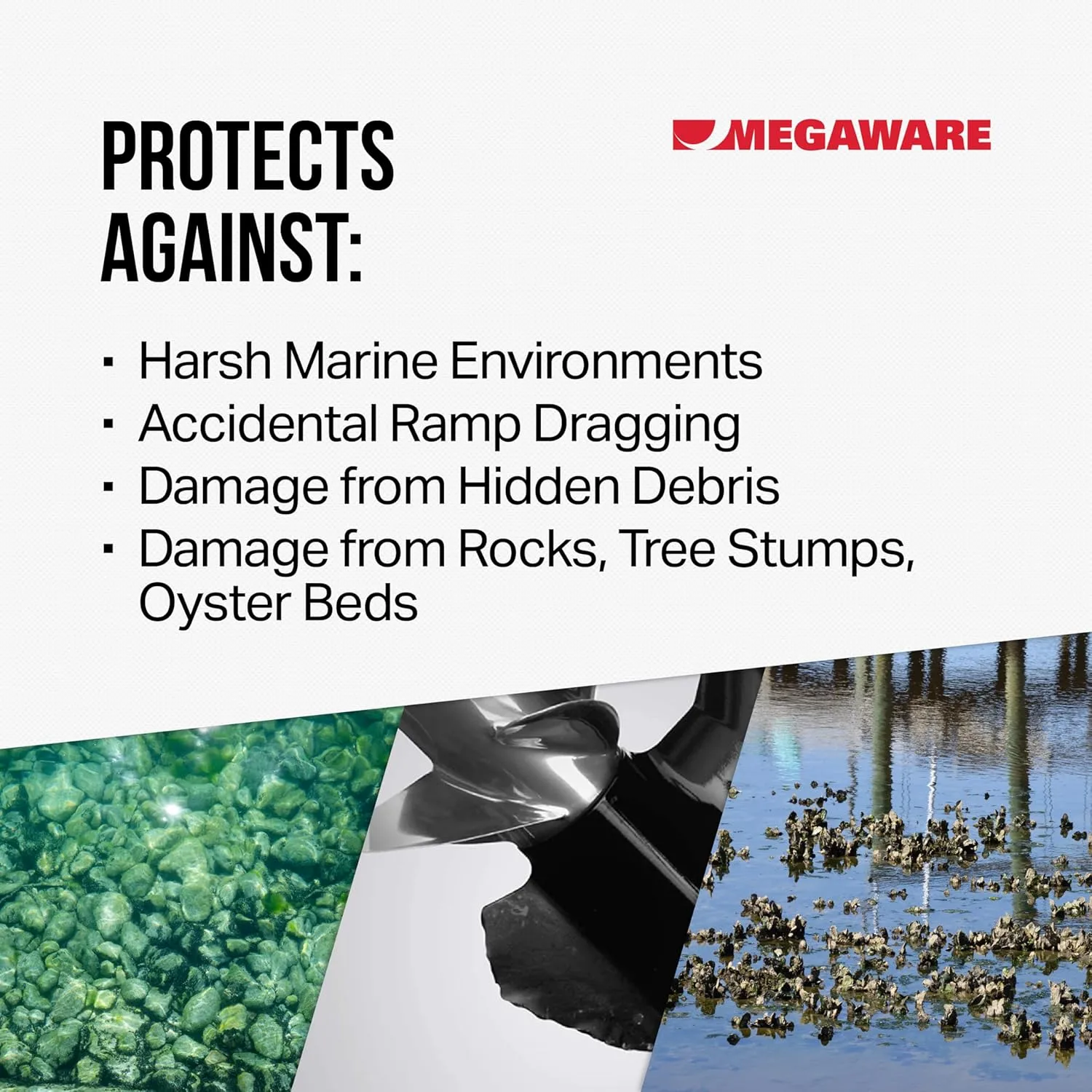 MEGAWARE KEELGUARD SkegGuard 27041 with Drain Hole - Protects Against Ramp Dragging