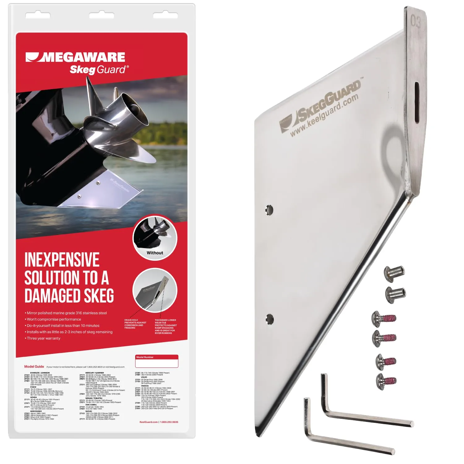 MEGAWARE KEELGUARD SkegGuard 27061 Skeg Protector - Protects Against Ramp Dragging
