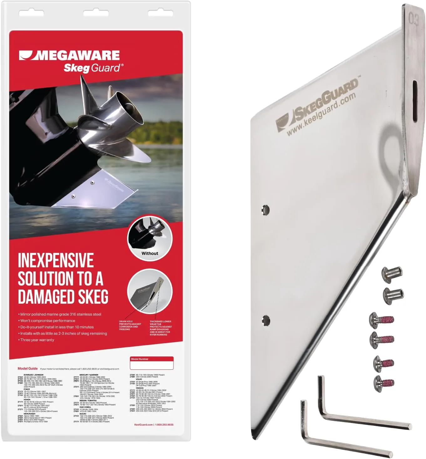 MEGAWARE KEELGUARD SkegGuard 27061 Skeg Protector - Protects Against Ramp Dragging