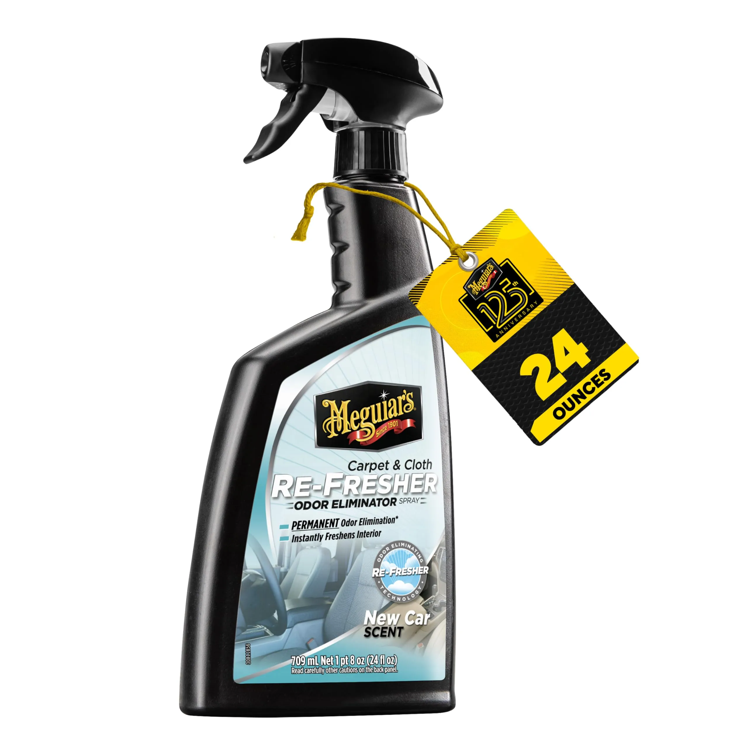 Meguiar's Carpet & Cloth Re-Fresher Odor Eliminator Spray, 24 oz - New Car Scent