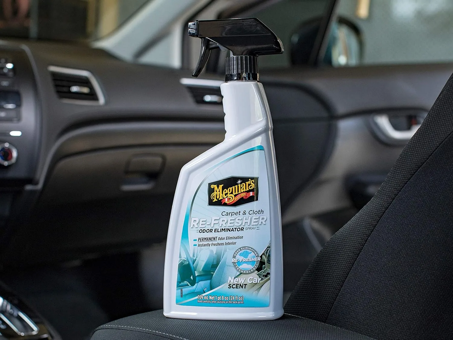 Meguiar's Carpet & Cloth Re-Fresher Odor Eliminator Spray, 24 oz - New Car Scent