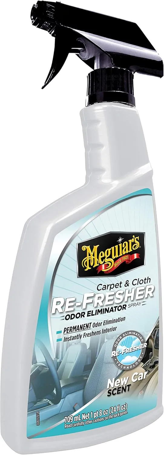 Meguiar's Carpet & Cloth Re-Fresher Odor Eliminator Spray, 24 oz - New Car Scent