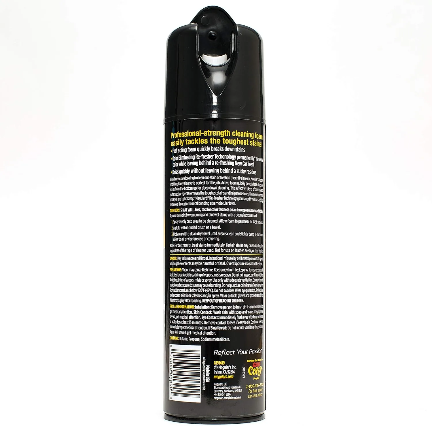 Meguiar's Carpet & Upholstery Cleaner - Spray, Pro-Strength Spot Cleaner for Carpet & Upholstery,Fights Odors, New Car Scent
