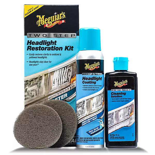 Meguiar's Two Step Headlight Restoration Kit, Headlight Cleaner Restores Clear Car Plastic and Protects from Re-Oxidation